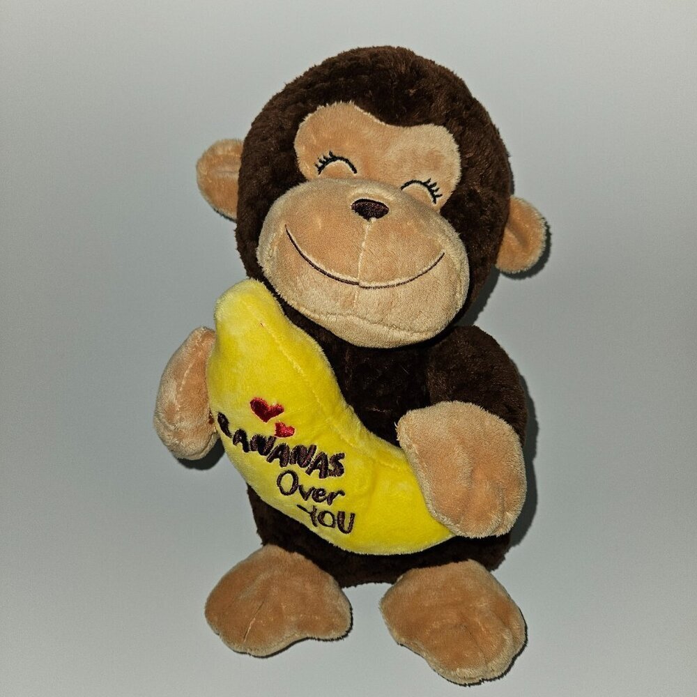 Dan Dee Brown Monkey Plush Bananas Over You 11" Stuffed Animal Toy Waffle Weave